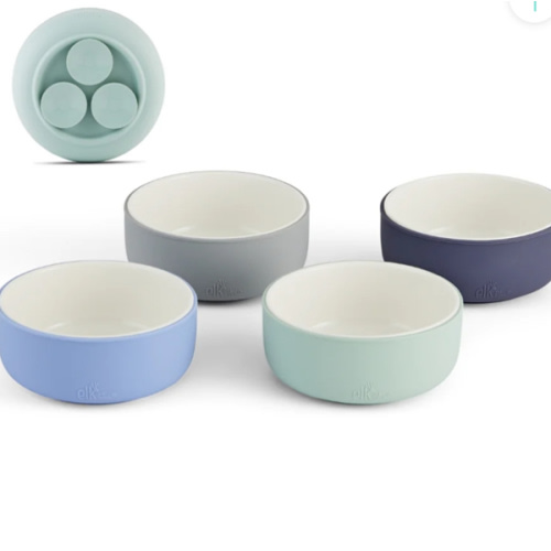 Porcelain Bowl with Silicone Suction Sleeves
