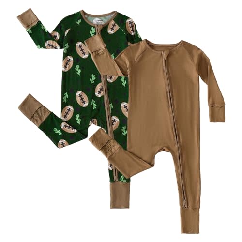 Chichoo Rayon from Bamboo Baby Pajamas Boy 2pack Baseball Football Infant 2 Way Zipper Pjs Romper Newborn Footless Sleeper