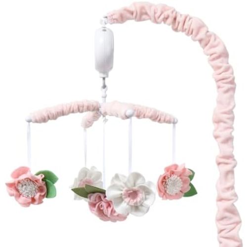The Peanutshell Crib Mobile for Girls - Pink Musical Baby Crib Mobile with 12 Lullabies, Flower Baby Mobile Crib Pink Floral Nursery Decor