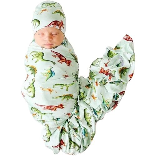 Posh Peanut Baby Swaddle Blanket & Beanie - Matching Newborn Swaddle Set, Doubles As Receiving Blanket or Nursing Cover (Buddy)