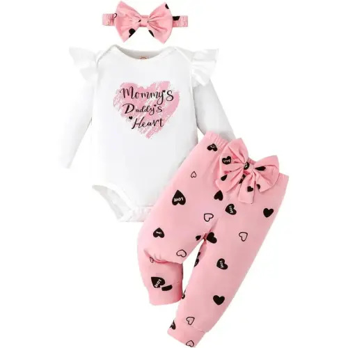 Newborn Baby Girl Clothes Outfit Set Sweet Ruffle Romper, Pants - TikTok Shop