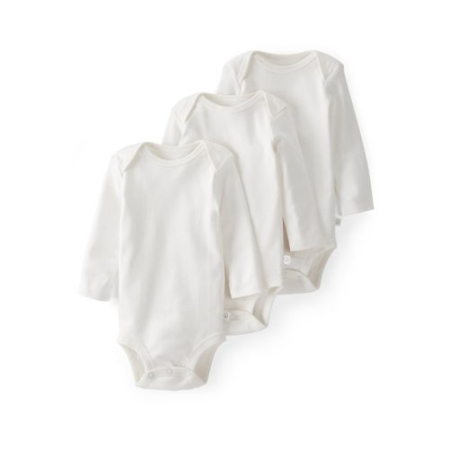 Carter's Little Planet Organic Long-Sleeve Cotton Rib Bodysuits (3-Pack) - Light Cream, Newborn