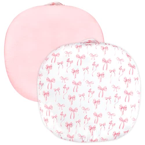 Baby Lounger Cover 1 Pack, DAYEEBALL Double-Sided Removable Lounger Covers for Infant, Stretchy and Soft Reversible Lounger Slipcover for Baby Girls Boys Newborn, Pink Bow (Only Cover)