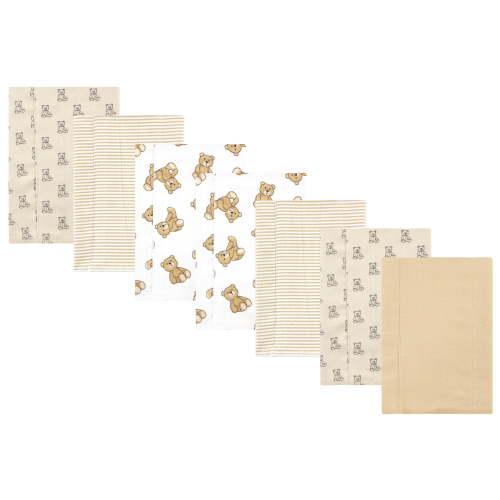 Luvable Friends Hudson Baby Flannel Burp Cloths 7pk, Cuddle Bears