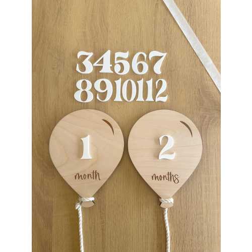 Air Balloon Baby Milestone | Boho Baby Milestone | Wooden  Milestone Disc | Monthly Baby Milestone  Marker | Baby Growth |