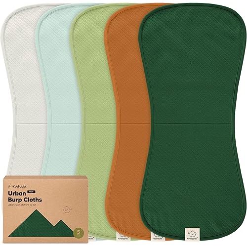 KeaBabies 5-Pack Organic Burp Cloths Baby Girl, Boy - Extra Large, Absorbent Baby Burp Cloths, Soft Burping Cloths for Babies, Newborn Burp Clothes, Cotton Burp Rags, Neutral Thick Burp Cloth (Hunter)