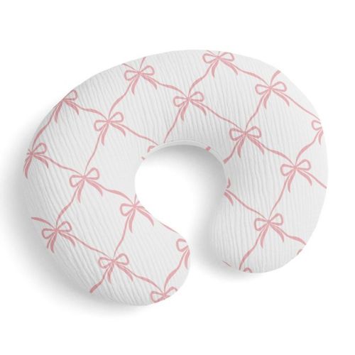 Sweet Jojo Designs Baby Girl Muslin 100% Cotton Nursing Pillow Cover Ballerina and Ballet Bows Pink and White