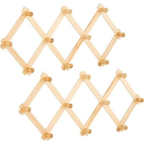 RAM-PRO Accordion Style Wood Expandable Rack Hat, Cap, Belt, Umbrella Coffee Mug Wall Wooden Pegs