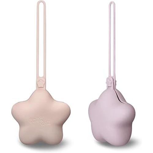 2 Pack Pacifier Holder Case - Cute Portable Silicone Pacifier Storage Case for On-The-Go, Travel & Nursery - Ideal for Moms & Babies (Blush/Pale Mauve)