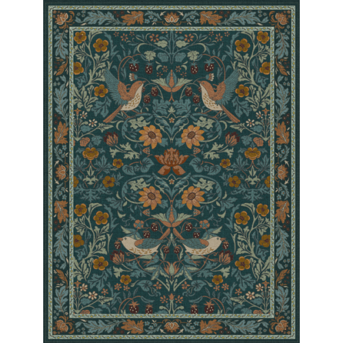 Meadow | Custom Rugs Washable Print Carpet Runner Dark Green | Multi Color