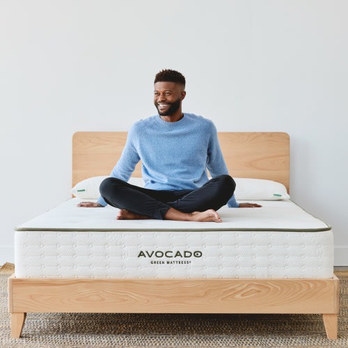 City Bed Frame | Low-Profile Solid Wood Platform Bed | Avocado – Avocado Green Mattress