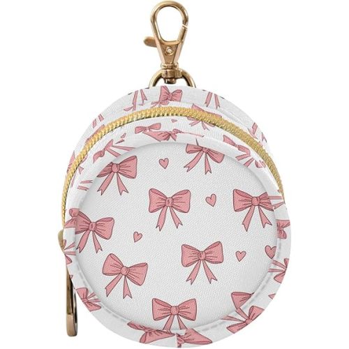 Pink Bows Heart Print Pacifier Holder Case for Diaper Bag Portable Travel Pacifier Storage Case with Clip Newborn Baby Pouch for Outdoor Purse Baby Boys Girls