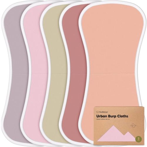 5-Pack Organic Burp Cloths for Baby Boys and Girls - Ultra Absorbent Burping Cloth, Burp Clothes, Newborn Towel - Milk Spit Up Rags - Burpy Cloth Bib for Unisex, Boy, Girl - Burp Cloths (Muted Pastel)