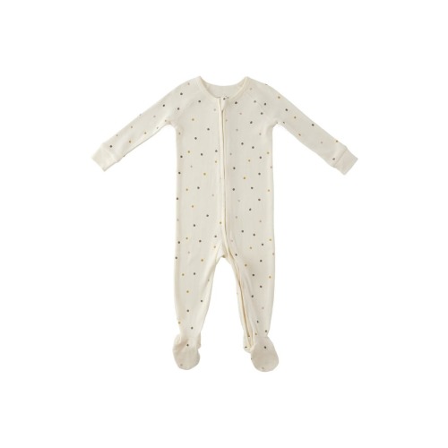 Polka Dotty Pointelle Fitted Organic Cotton One-Piece Footie Pajamas