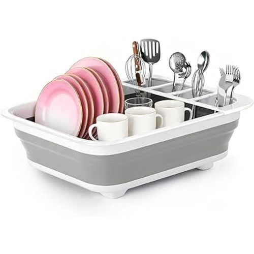 Collapsible Dish Drying Rack Portable Dish Rack for Kitchen RV Campers Travel Trailer - Space Saving Kitchen Storage Tray, Send Goods from Local Warehouse