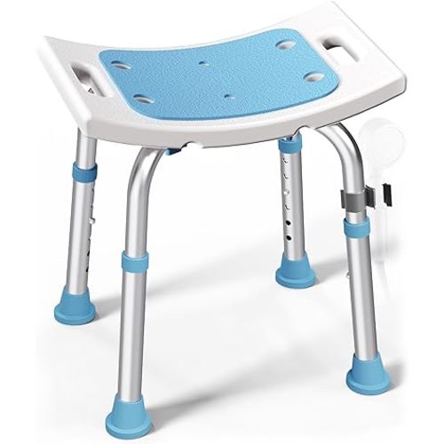 HOMLAND Shower Chair for Inside Shower, 400 lbs Adjustable Shower Stool with Suction Feet, Shower Seat for Inside Tub Bathroom Bench Bath Chair for Elderly and Disabled - Light Blue