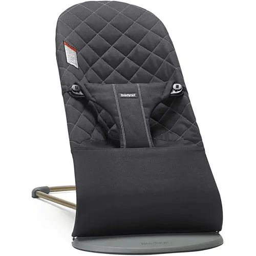 BabyBjörn Bouncer Bliss, Woven, Classic quilt, Black | 2-in-1 Adjustable Baby Bouncer Seat and Toddler Chair, Newborn to Toddler (8-29 lbs), 4 Positions, Lightweight & Portable