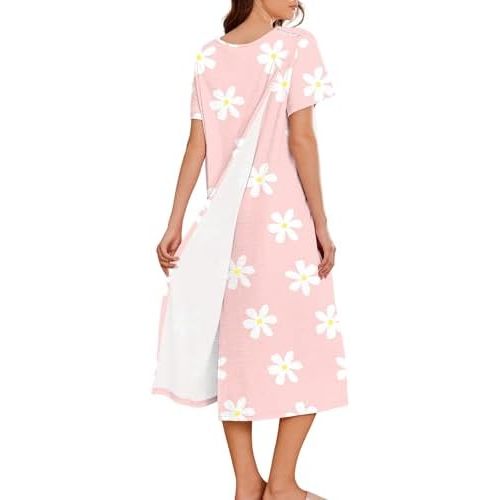 Deyeek Hospital Gowns for Women Labor Delivery Shoulder Surgery Dress Adaptive Clothing Night Robes for Elderly Plus Size