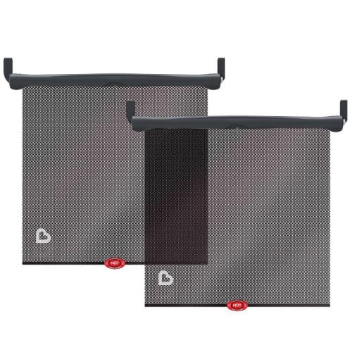 Munchkin Brica Sun Safety Car Window Rollershade with Heat Alert, 2pk - Black