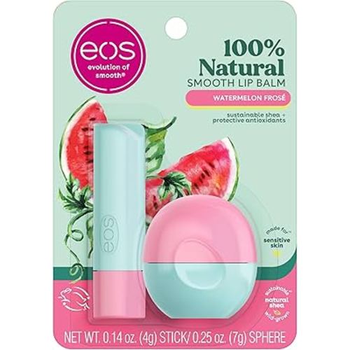 eos FlavorLab Lip Balm Stick and Sphere, Watermelon Frosé, Natural Shea Lip Products, 2 Count(Pack of 1)