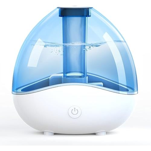 Ultrasonic Cool Mist Humidifier, Quiet Air Humidifiers for Bedroom, Desk Humidifiers with Removable 1.5L Water Tank & Night Light for Baby Nursery and Plants, Up To 24 Hours- Blue