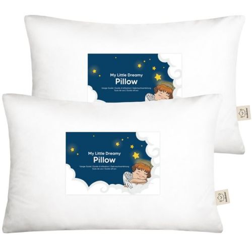 KeaBabies 2-Pack Toddler Pillow - Soft Organic Cotton Kids Pillows for Sleeping - 13X18 Travel Pillow for Kids Age 2-5 (Soft White)