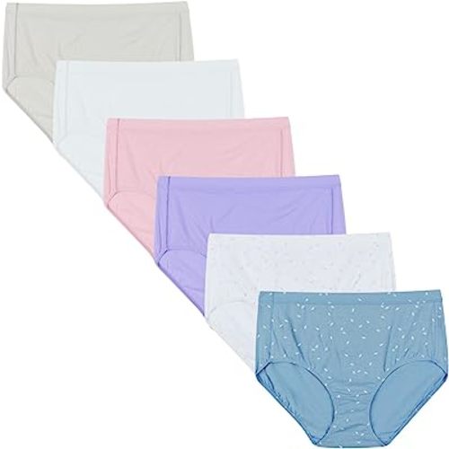 Hanes Womens Organic Cotton Panties Pack, Comfortsort Underwear, (Colors May Vary) Briefs, Assorted Colors, 6-pack Briefs, 6 US