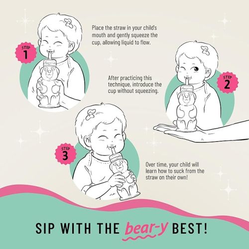 Legendairy Milk Honey Bear Straw Cup Silicone for Babies (Green), 8 oz. Dishwasher Safe, Food Grade Silicone, Honeybear Sippy Cup for Ages 4+ Months