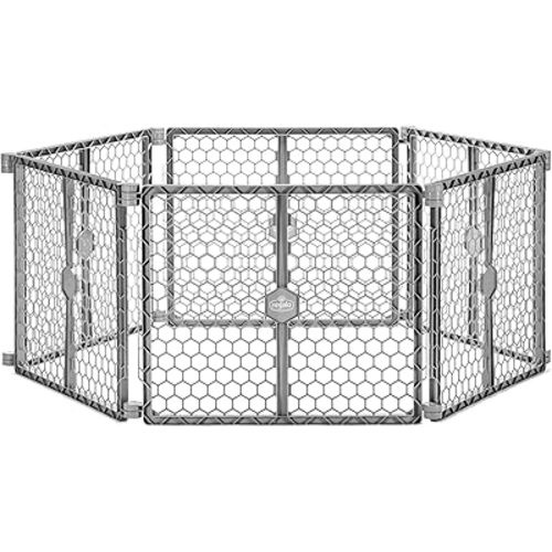 Regalo Safety 192" Super Wide Baby Gate & Play Yard, 2-in-1 Adjustable Playpen for Babies, Toddlers & Pets, Includes Wall Mount Kit, Plastic, Gray