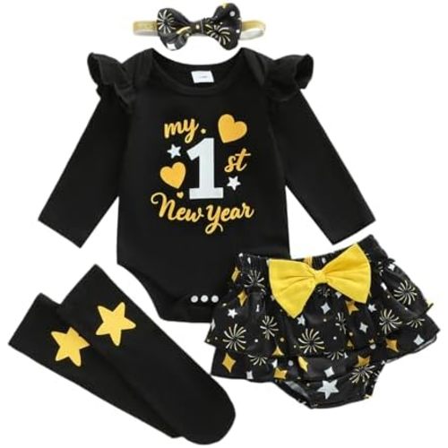 My First Easter Baby Girl Outfit Easter Eggs Print Romper + Plaid Skirts + Leg Warmers+Headband 4Pcs Summer Clothes