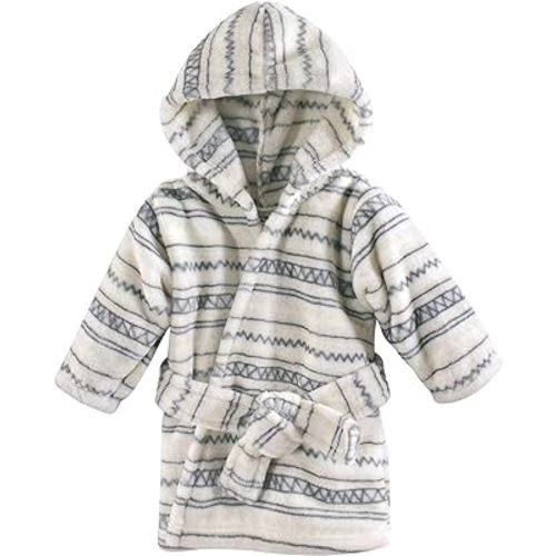 Hudson Baby Unisex Baby Plush Animal Face Bathrobe, Aztec, 0-9 Months