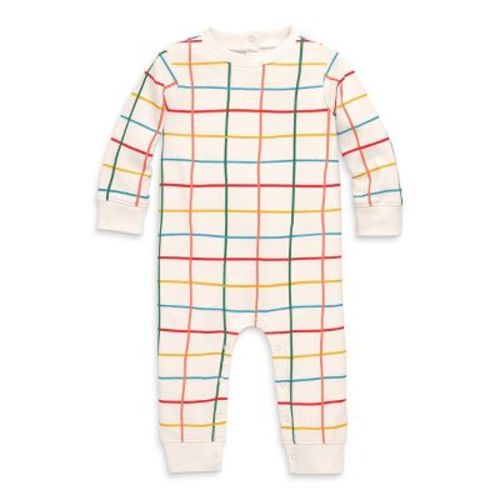 Primary Baby Sweatshirt Romper In Rainbow Grid Size 6-12 Months
