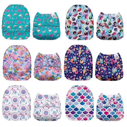 Mama Koala 1.0 Cloth Diapers for Babies, 6 Pack Pocket Shell Only (NO Inserts) - One Size Washable and Reusable Pocket Diapers for Newborns and Toddlers - 160091