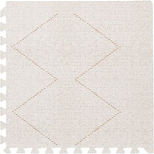 Toddlekind Playmat - Premium Foam Playmat, 4 x 6 feet, 6 Tile Extra Thick Foam Floor Puzzle Mat for Babies/Toddlers Stylish, Non-Toxic, Odorless. Perfect for Tummy Time & Play. 0m+ (Off White)