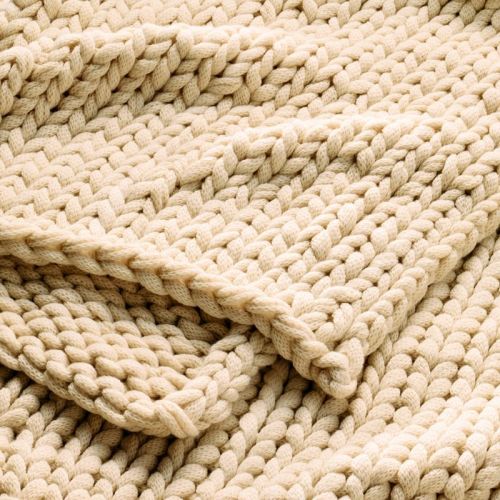 50"x70" Oversized Solid Bed Throw Natural - Casaluna™: Acrylic Knitted, Reversible, OEKO-TEX Certified