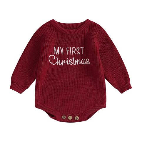 Adobabirl Baby Girl Boy Knitted Sweater Bubble Romper Long Sleeve Jumpsuit Festival Outfit Fall Winter Spring Clothes
