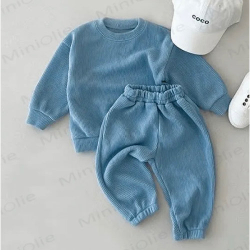 Baby Toddler Solid Color Casual 2 Pieces Set — Blue