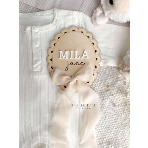 Hospital Name Announcement, Baby shower gift, Vintage Inspired plaque, Baby name sign, Name Announcement, Ribbon baby announcement