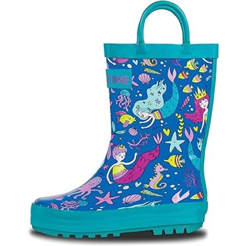Lone Cone Kids Rain Boots for Girls & Boys – Waterproof Natural Rubber Toddler Rain Boots with Non-Slip Outsole & Easy Pull Handles – Solid, Pattern & Glitter Designs