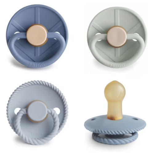 FRIGG Natural Rubber Baby Pacifier 4-Pack Skyline Serenity | Made in Denmark | BPA-Free (0-6 Months)
