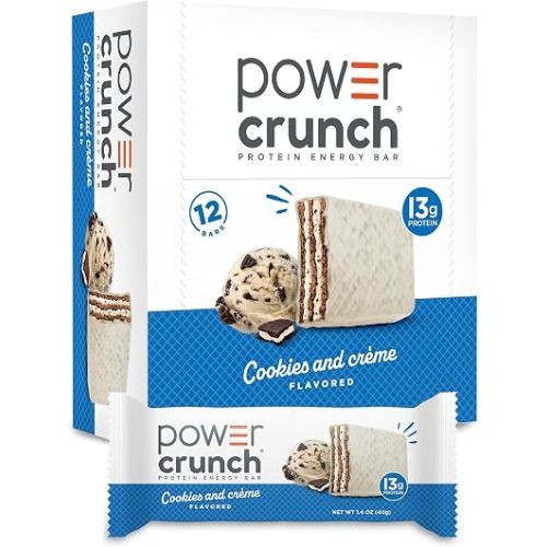 Power Crunch Protein Energy Wafer Bars, Cookies and Creme, 1.4 Ounce (12 Count)