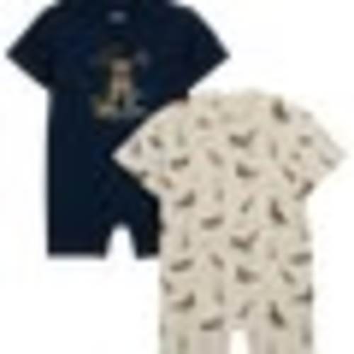 Bass Pro Shops Deer Print and Camo Short-Sleeve Romper 2-Piece Set for Babies - Navy - 24 Months