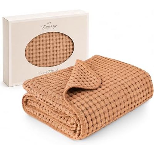 Konssy Waffle Baby Blanket for Boys & Girls, Soft Newborn Swaddle Blanket