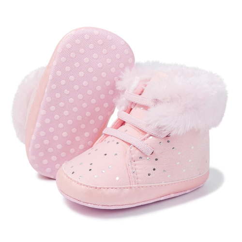 HsdsBebe Baby Boys Girls Shoes Infant Furry Boots Winter Booties for First Walker 0-18M
