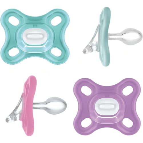 MAM Comfort Baby Pacifiers, Lightweight One-Piece Full Silicone Binky for Newborns 0-3 Months, BPA-Free Nipple, Easy to Clean Pacifier, Best for Breastfed Babies, 4 Count Binkies