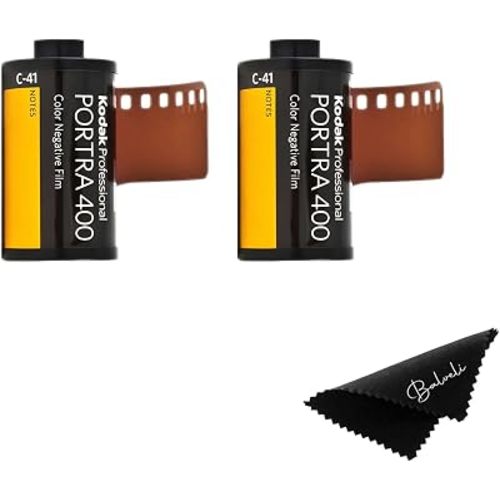 Kodak Portra 400 Film - 2 Pack of 36exp Rolls for 35mm Cameras with balveli Premium Microfiber Cloth