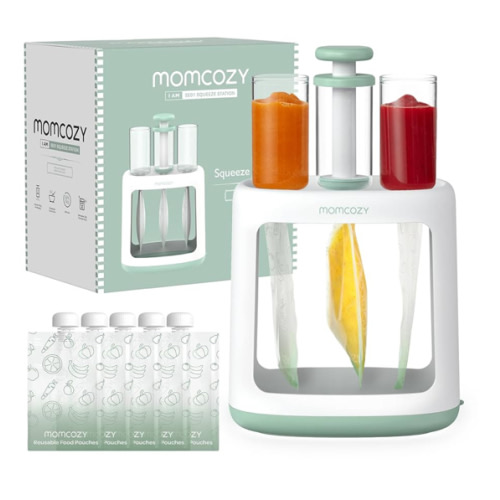 Momcozy Squeeze Station,Baby Food Maker&Pouch Filler for Homemade Baby Puree, BPA-Free, Dishwasher Safe, with Reusable Baby Food Pouches for Babies & Toddlers