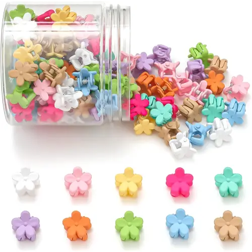Mini Flower Hair Clips, Baby Hair Clips Mini Claw Clips Cute Jaw Clips Hair Pins Hair Barrettes Toddler Hair Accessories for Women Girls Kids Teens 100Pcs Colorful