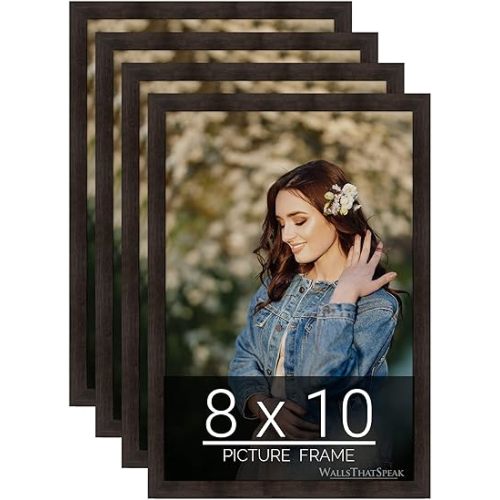 wallsthatspeak 8x10 Espresso Brown Picture Frame for Puzzles Posters Photos or Artwork, Set of 4