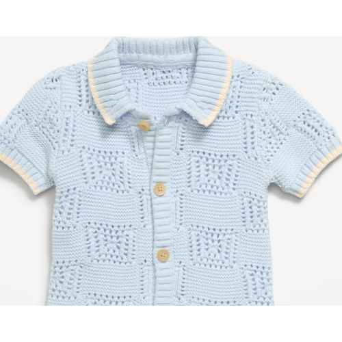 Short-Sleeve Sweater-Knit One-Piece Romper for Baby 6-12 mo